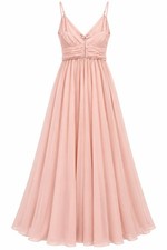 David's Bridal Pink Chiffon Long Formal Dress