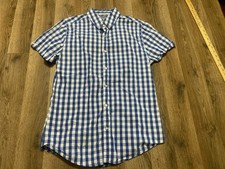 Express Shirt, Men's Size Medium, 15-15.5, Blue White, Check, Button Up,