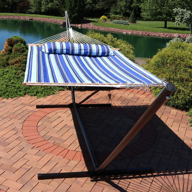 Sunnydaze Catalina Beach Quilted Hammock with Stand