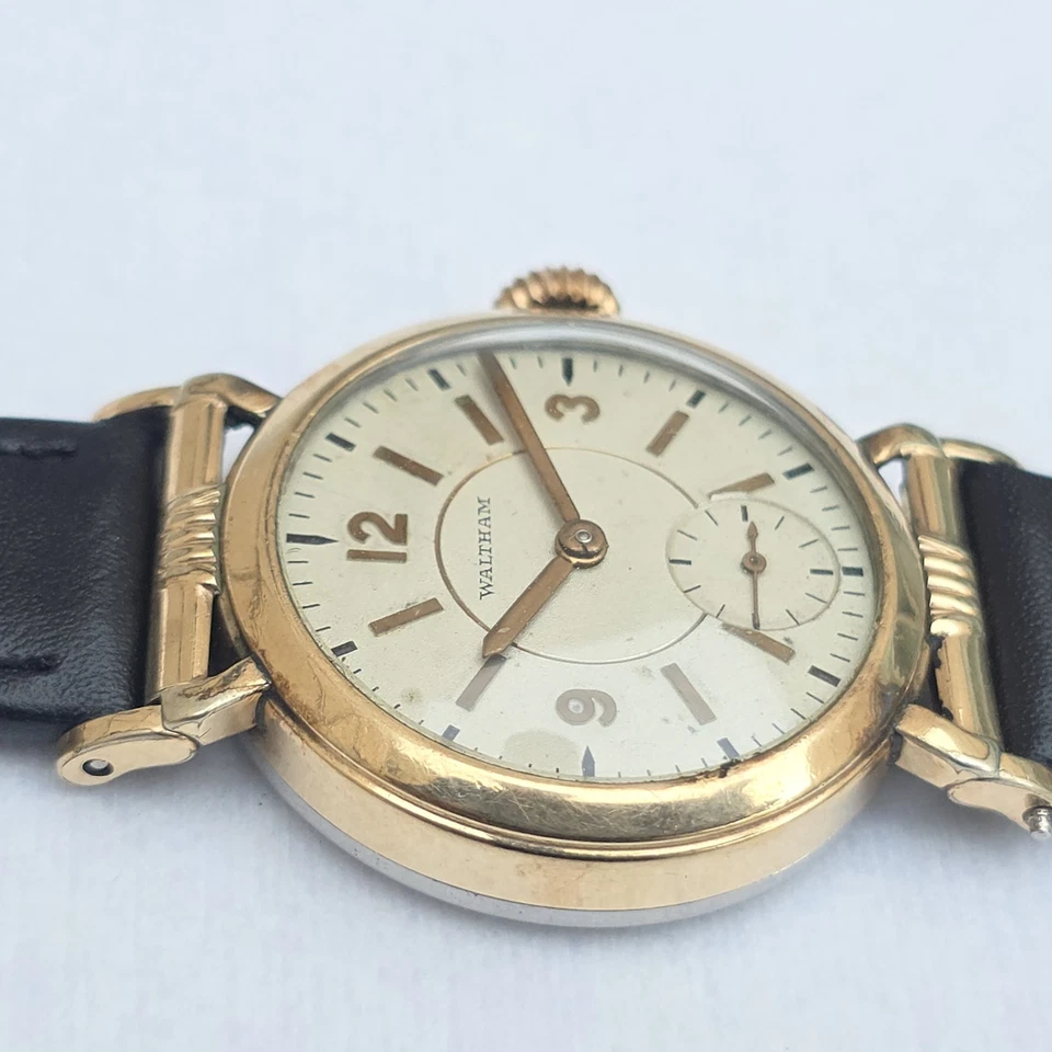 Rare 1935 Waltham Pioneer Fancy Case Flexible Lugs Men's 29.5mm GF Watch Working - Image 4 of 4