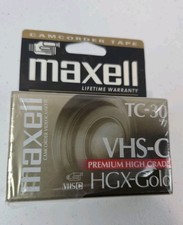 New Sealed Maxell VHS-C TC-30 HGX-GOLD Camcorder Videocassette Tape
