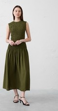 Banana Republic SMOCKED BODICE MAXI DRESS Size Small Waimea Olive color