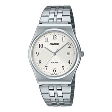 Casio Men  s Stainless Steel Watch with White Dial - MTP-B145D-7BVDF