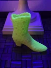 Vintage Glow: Custard Glass "Daisy & Button" Victorian Boot