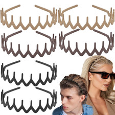 6 PCS Zig Zag Headbands Plastic Wavy Hair Head Band Comb with Teeth Hoop Accesso