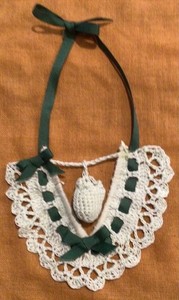 Vintage Crocheted Turkey Wishbone Talisman, Hippie, Boho Faire Good Luck Charm
