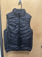 Unisex Heated Vest Warming Black Puffer Coat Jacket USB Connection Pockets, Med