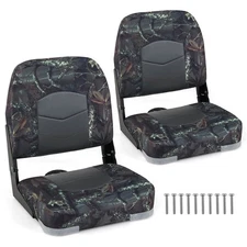 2-Pack Boat Seats, Folding Low Back Boat Chairs w/Thick Sponge Padding, Hinges