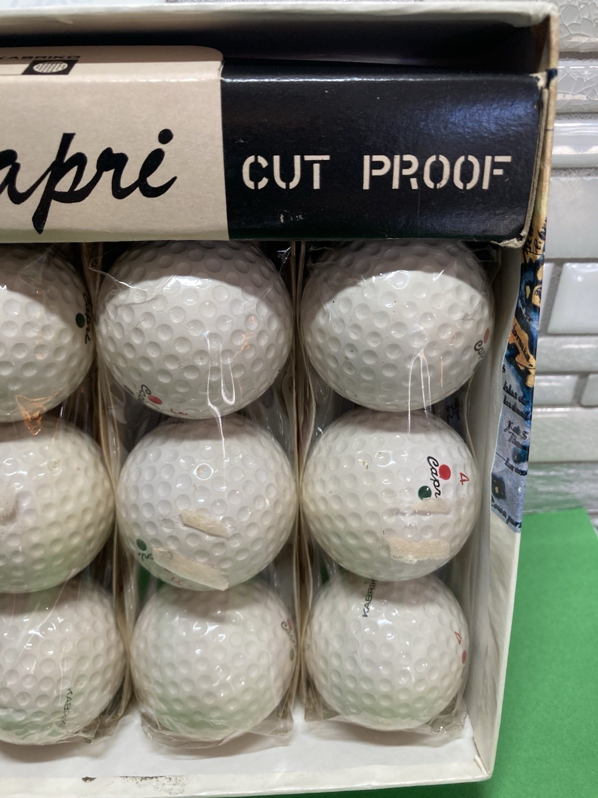 12 Capri Red/Green Double Dots by Kabriko Golf Balls Japan 1960's