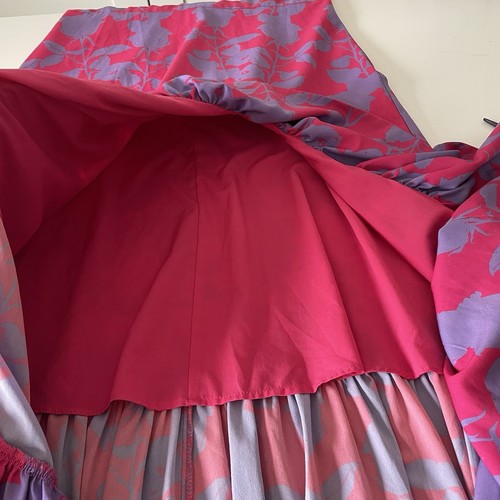 Slate &Willow High-Low Maxi Dress 10 Tropical Floral Pink Purple Ruffle Vacation - Picture 9 of 12