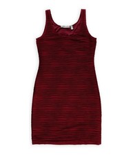 NY Collection Womens Ribbed Shift Dress, Purple, Medium