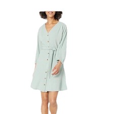 Calvin Klein Women's Ivory Long Sleeve Dress Size 4, Crinkle Fabric, V-Neckline