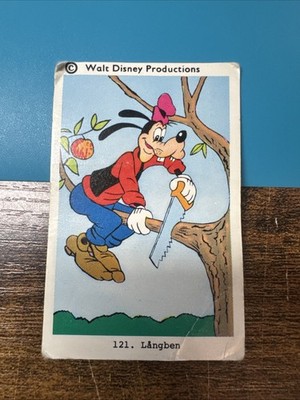 1960s Dutch Gum Disney Card Goofy Cutting Tree Branch While Still On It