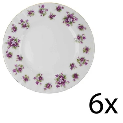 6er Set Kuchenteller Dessertteller klein Royal Albert Sweet Violets - Bild 1 von 3