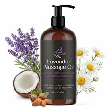 240ml Lavendel Massageöl, straffendes Körpermassageöl mit Kokos + Nussöl