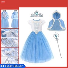 Cinderella Princess Dress Girls Costume 4 Piece Set Cotton Lining Crown Scepter