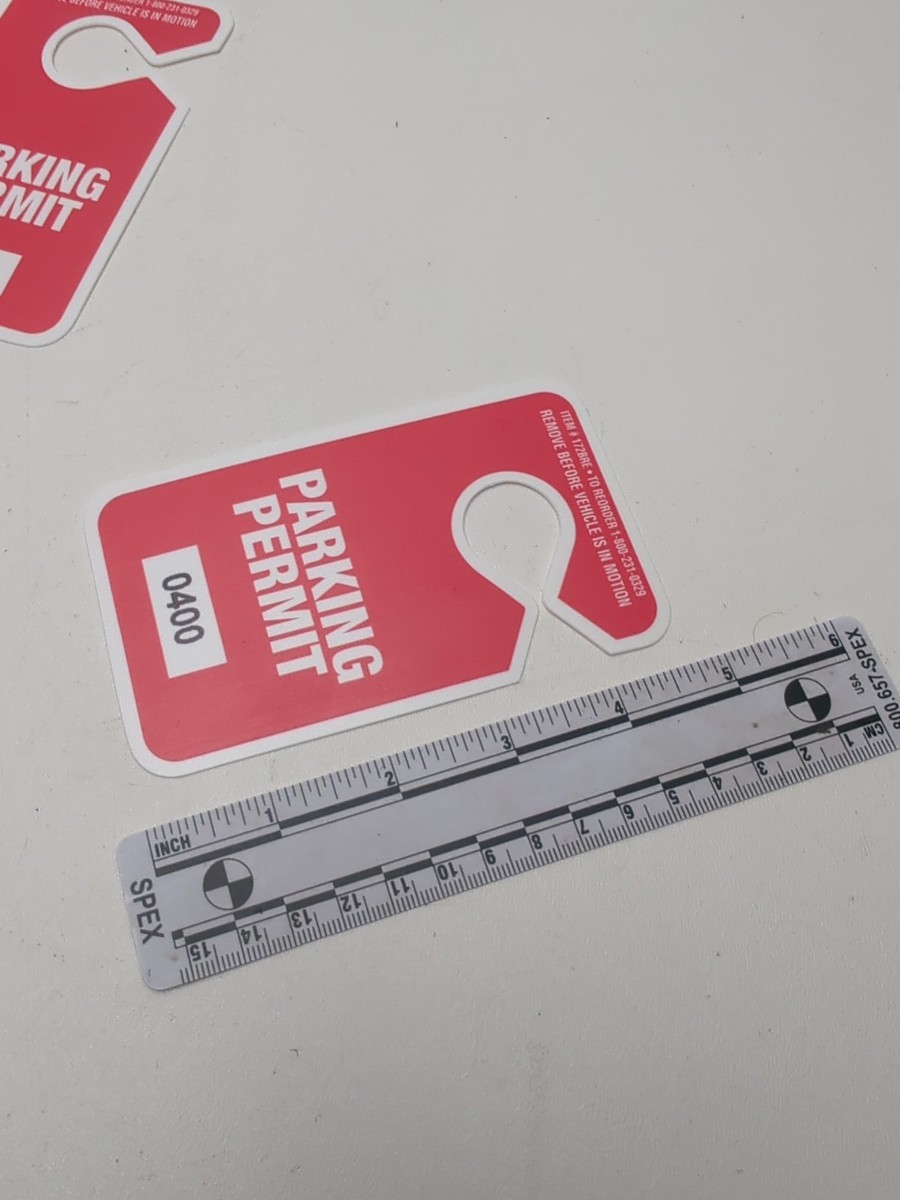Parking Permits Hang Tags Red Plastic Qty 95 | eBay