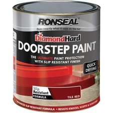 Ronseal Diamond Hard Door Step Paint 750ml Red for Stone Concrete Brick