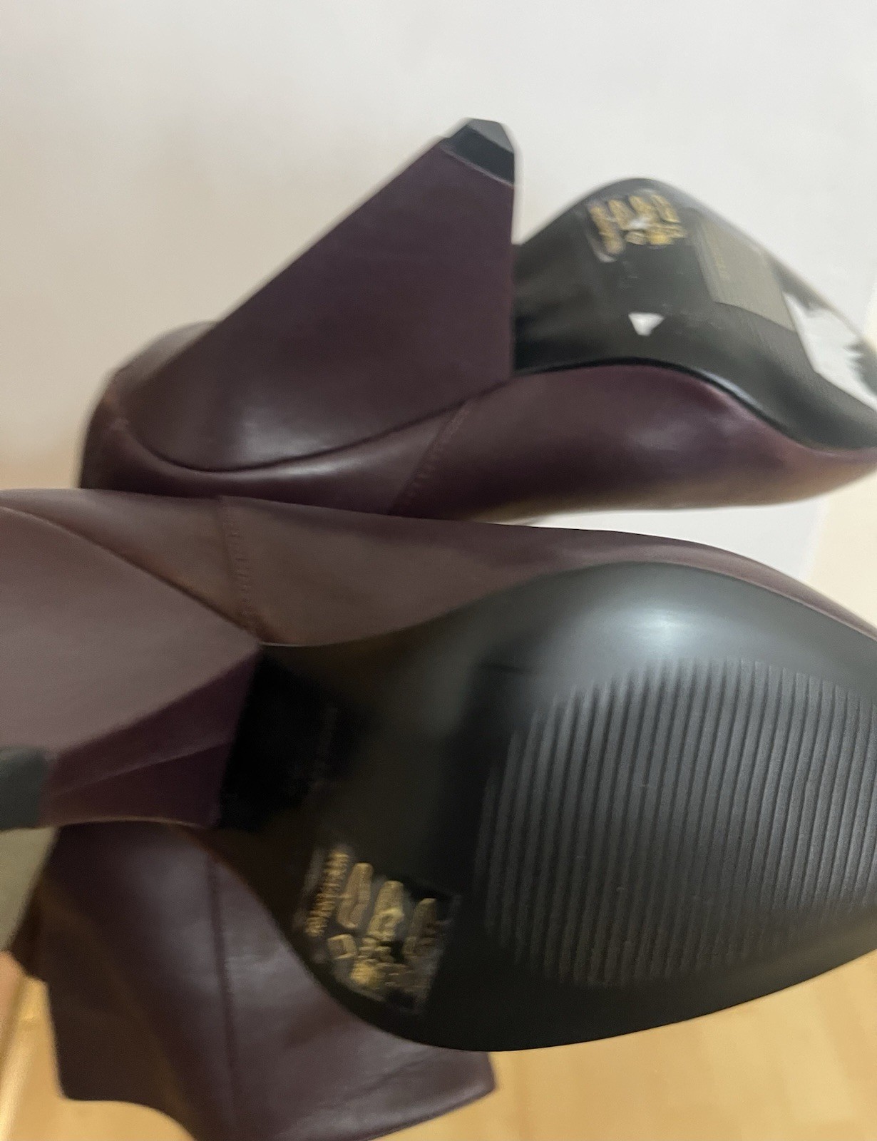 Reiss Women Jax Leather Mid Calf Length Cone Heel Plum Boots Size UK 5 Rrp £275 image 6