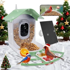 Smart Bird Feeder Camera Solar Powered AI Bird ID 2K HD Video Outdoor Feeder ...