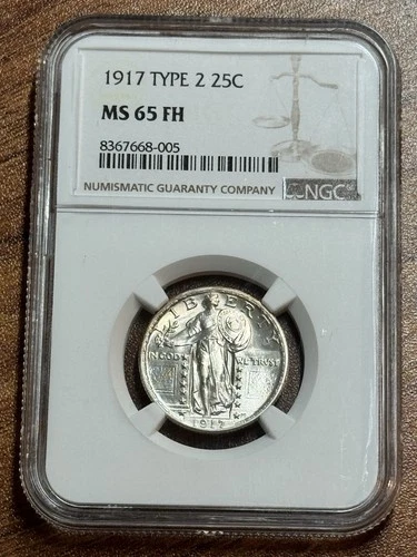 1917 P Type 2 Standing Liberty Quarter NGC MS65 FH Gem Blazing White (Slab1216)