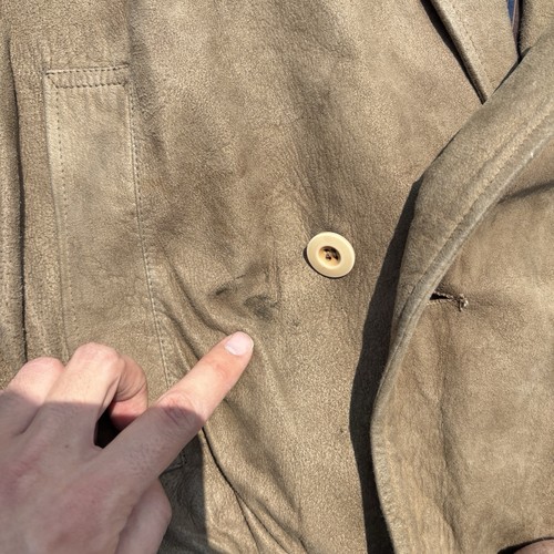 Vintage Yves Saint Laurent Suede Leather Jacket Men’s 42 Brown Beige Lined Shawl - Picture 9 of 13