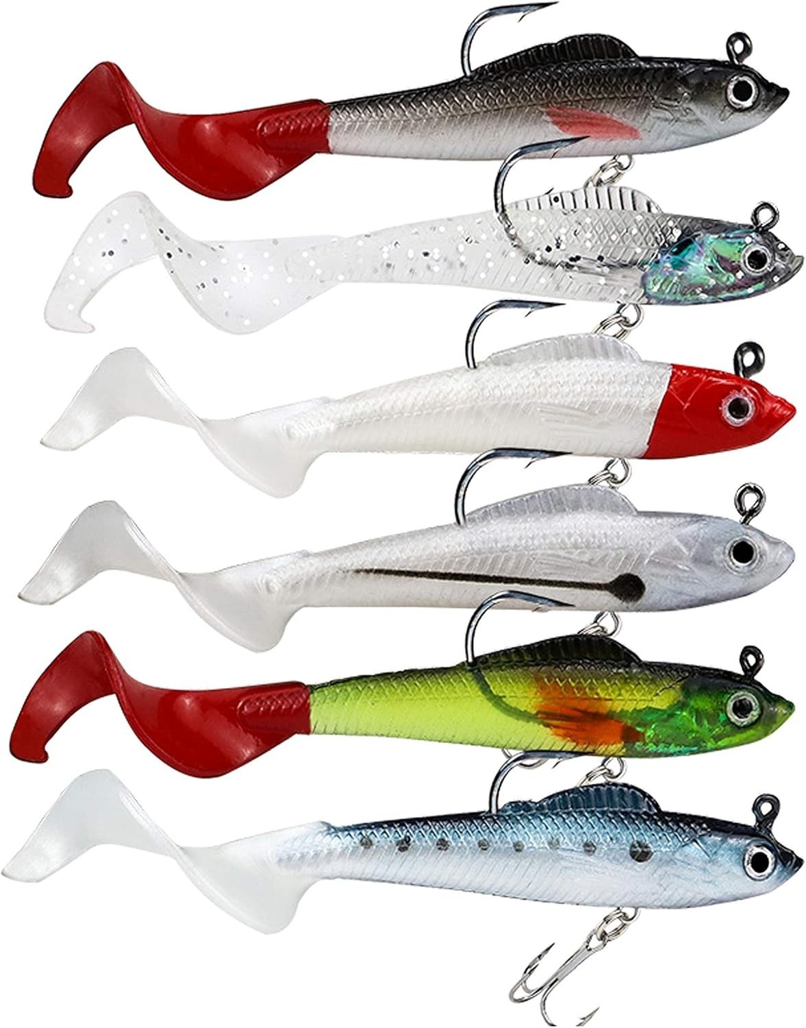 Realistic 3D Fish Eye Jig Head Lures - 6 Colors Soft Swimbaits for Bass Fishing - Image 3