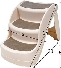 20" Folding Pet Carpeted Steps, Foldable Steps for Dogs and Cats, Best for Sm...