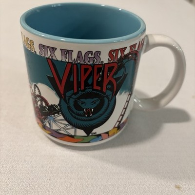 Vtg Magic Mountain Six Flags VIPER Coffee Mug Roller Coaster California