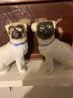 antique bisque Pugdog pair with blue collar — photo 4