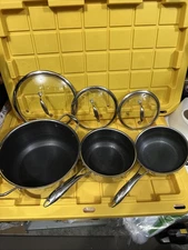 HexClad Hybrid Nonstick 6 Piece Pot & Pan Set w/Lids Great condition MSRP $600