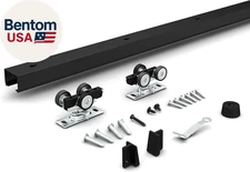 4FT Black Aluminum Pocket Door Hardware Kit, Commercial Grade Sliding Door Track