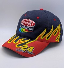 Vintage Jeff Gordon Flames #24 Racing Hat Dupont Motorsports Nascar Cap Strap