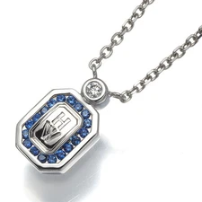 Auth HARRY WINSTON Necklace Sapphire Diamond HW Logo 950 Platinum