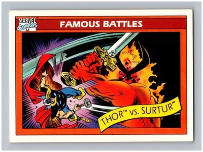 1990 Impel Marvel Universe Series 1 #91 Thor vs Surtur Famous Battles Base Set