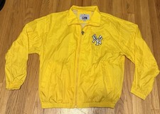 Rare Yellow New York Yankees Pro Player Windbreaker Jacket Men  s Large Vintage