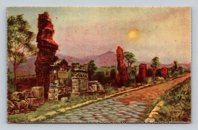 Vintage Roma Via Appia Postcard by A. Lococchi Milano-Roma, Italy