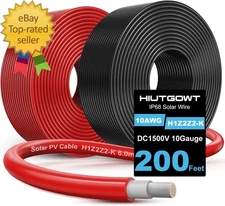 2X200Ft Solar Wire 10AWG Solar Cables Solar Extension Cable10 Gauge Tinned Cop