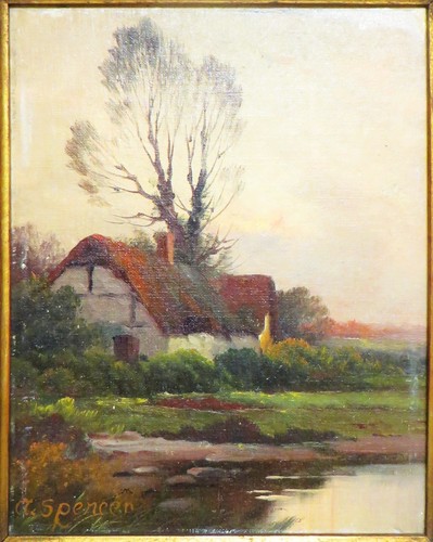 Paar gerahmte viktorianische Landschaftsszene Gemälde von Augustus Spencer - Bild 3 von 23
