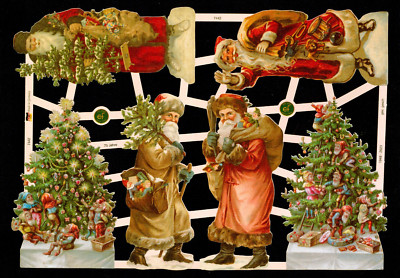 VICTORIAN SANTA DIE CUT PAPER SCRAPS ef7442 GERMANY