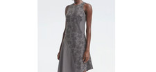 Banana Republic Grey Floral Work Professional Asymmetrical Dress 0 XS/S NWT