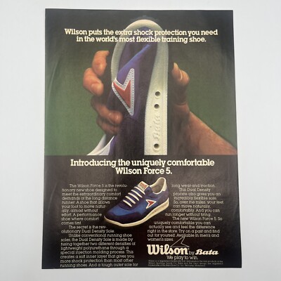 Wilson Force 5 by Bata Training Shoe 1979 Vintage Print Ad 8''x11'' running shoe