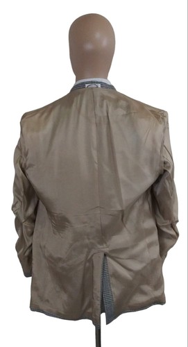 Vintage Austin Manor Leather Button Gray Beige Houndstooth Check Sport Coat 40R - Picture 7 of 10