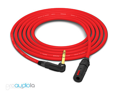 Canare Quad L-4E6S Headphone Extension | Neutrik Gold 90º TRS | Red 5 Feet