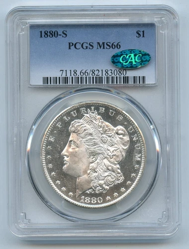 1880-S PCGS MS66 Morgan Dollar w/ Green CAC Label - GC290