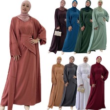 Dubai Women Set Muslim Abaya Open Cardiagn Maxi Dress Kaftan Dress Islamic Robe