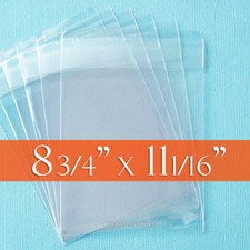 100 Clear Cello Bags, 8 3/4" x 11 1/16" Inch, Resealable Poly Cellophane,1.2 mil