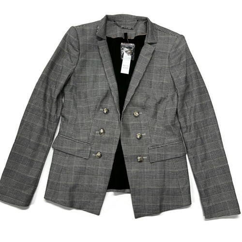 White House Black Market Glen Plaid Blazer Jacket Womens 4 NWT Black Career
