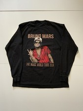 Bruno Mars 24K Magic 2018 World Tour Black Graphic L/S Concert Merch T-Shirt