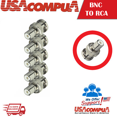  5Pcs BNC Male to RCA Female Coax Coaxial Connector Adapter for CCTV camera